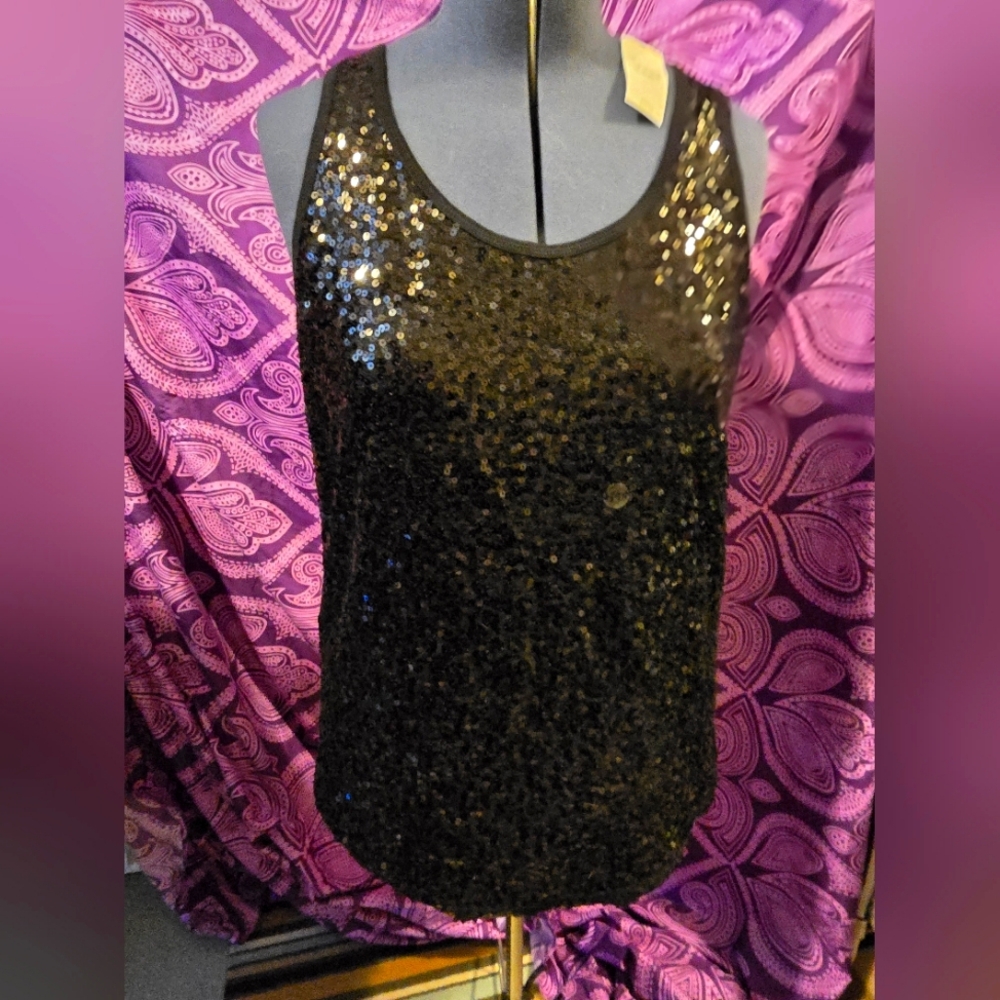 NWT Lane Bryant Black sequin tank top